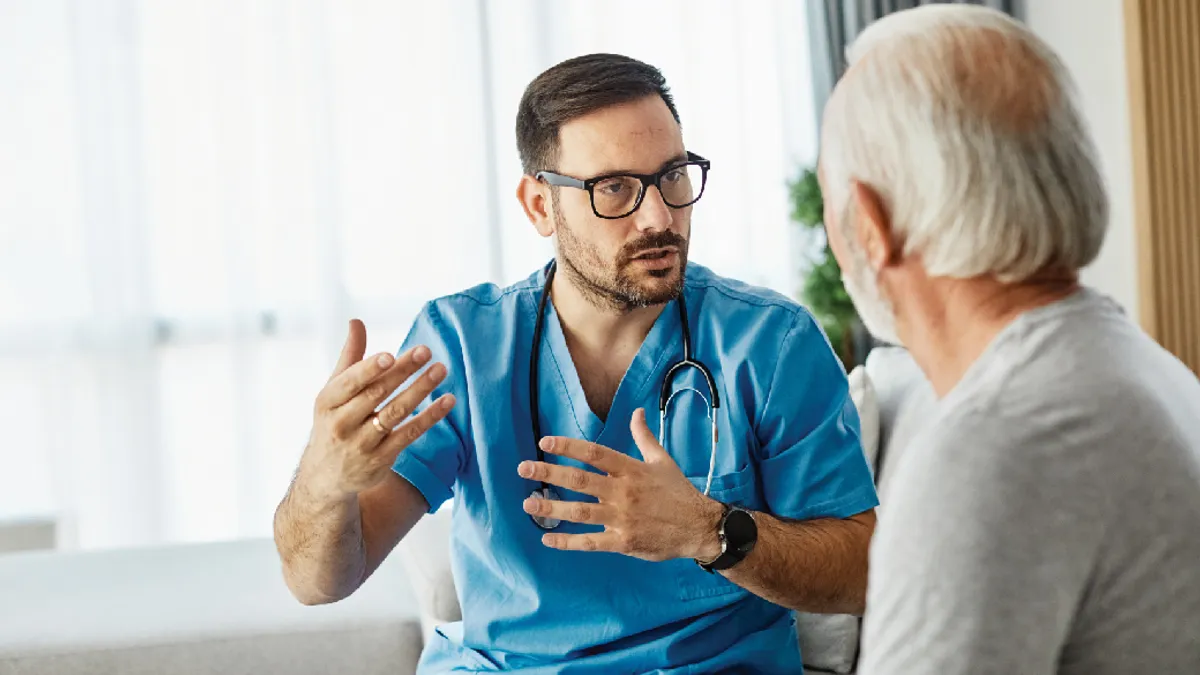 In a retirement home, a nurse and doctor work together to provide care and support for the elderly.