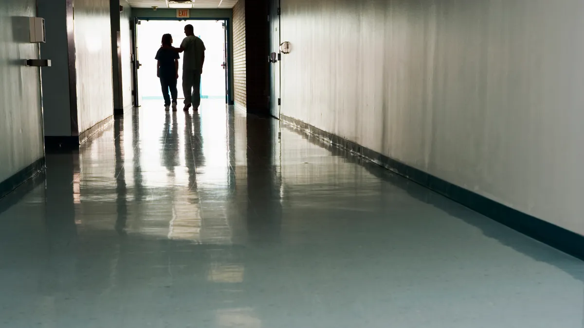 Empty hospital hallway