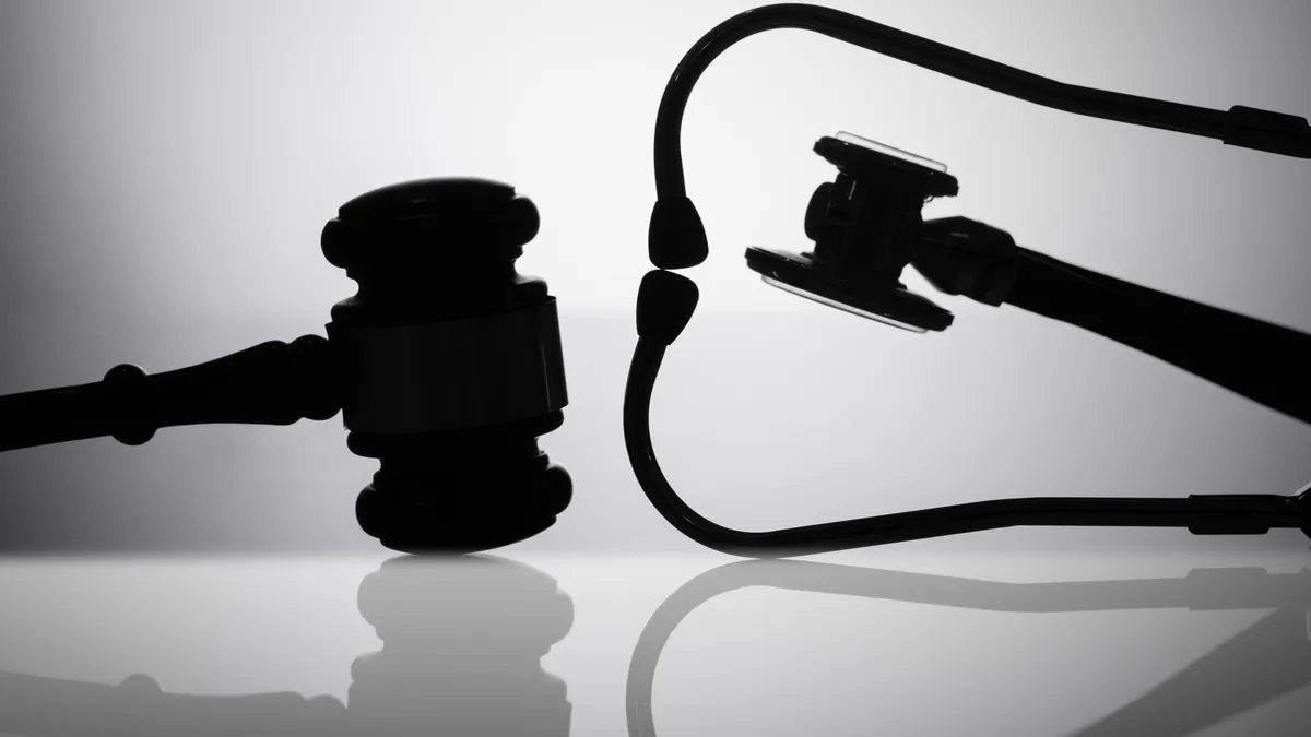 An image of a gavel and stethoscope.