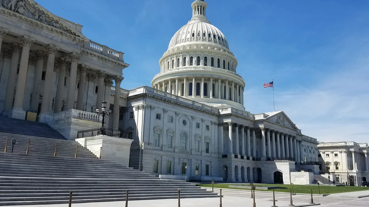 The Eastern facade of the United States Capitol Building, with the House of the Representative's stair.